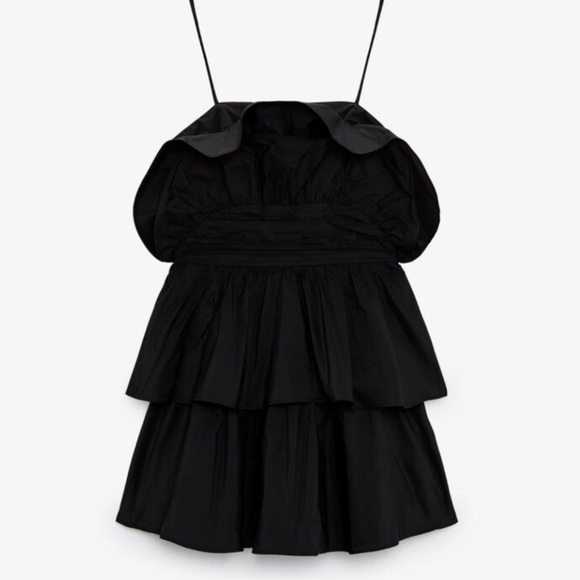 ZARA Black Tiered Mini Dress – XS | Date Night | Trend-Forward | New - Picture 4 of 6